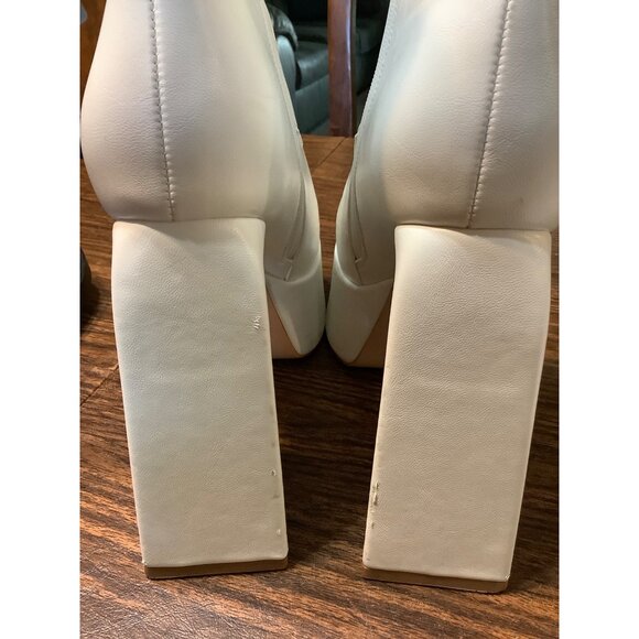 Go-go White Platform Ankle Boots Chunky Block 5.5” Heels Side Zip EU 39 US 9 - Picture 9 of 10